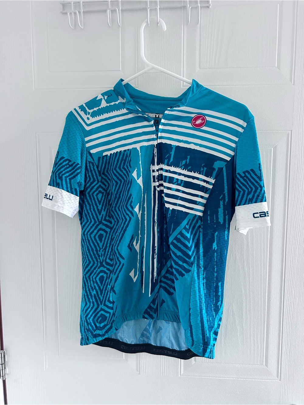 Castelli Women's Teal Geometric Short Sleeve Cycling Jersey